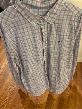 Vineyard Vines Blue & Pink Plaid Button-Down Shirt